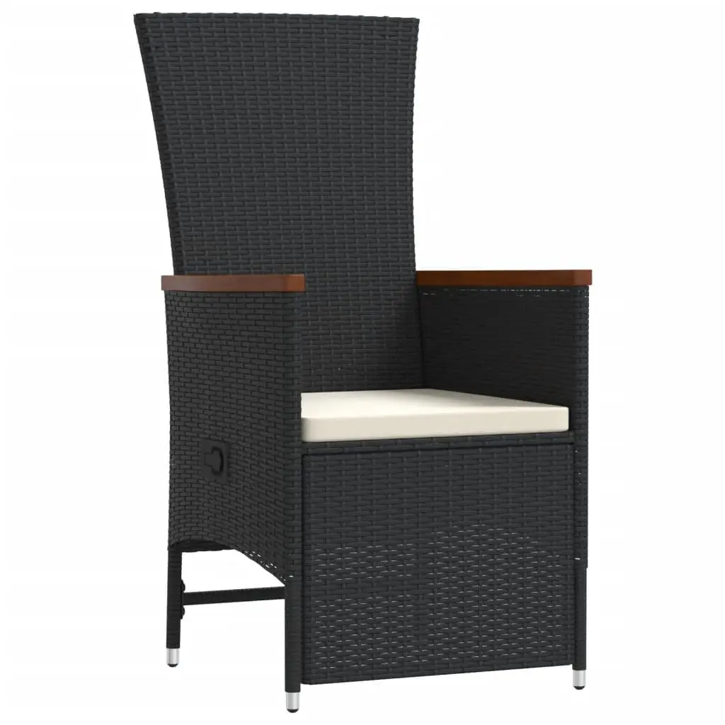 11 Piece Outdoor Garden Dining Set Black Poly Rattan Chairs Table with Cushions