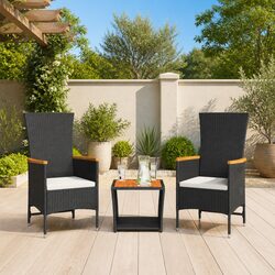 Outdoor Dining Set 3 Piece Black Rattan for Leisurely Moments