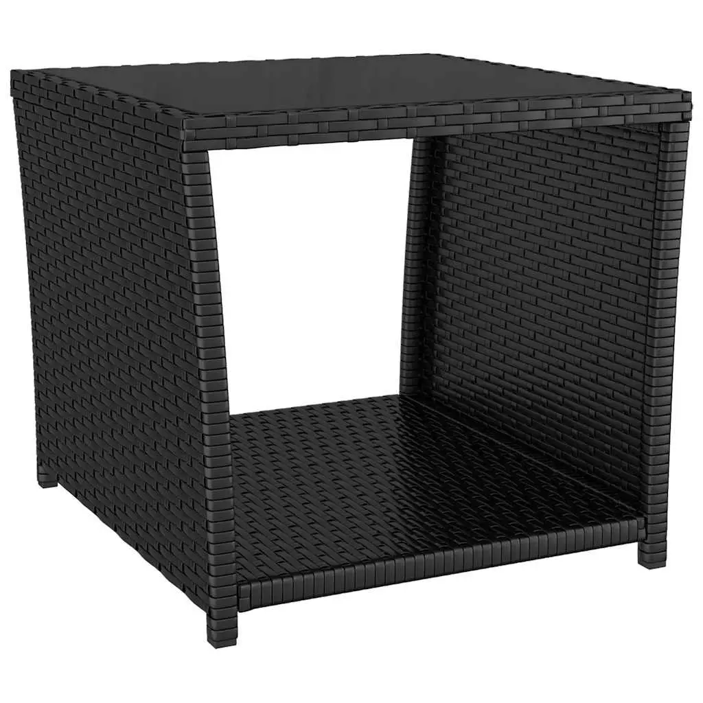 3 Piece Outdoor Dining Set Black Poly Rattan Adjustable Backrest Cushions