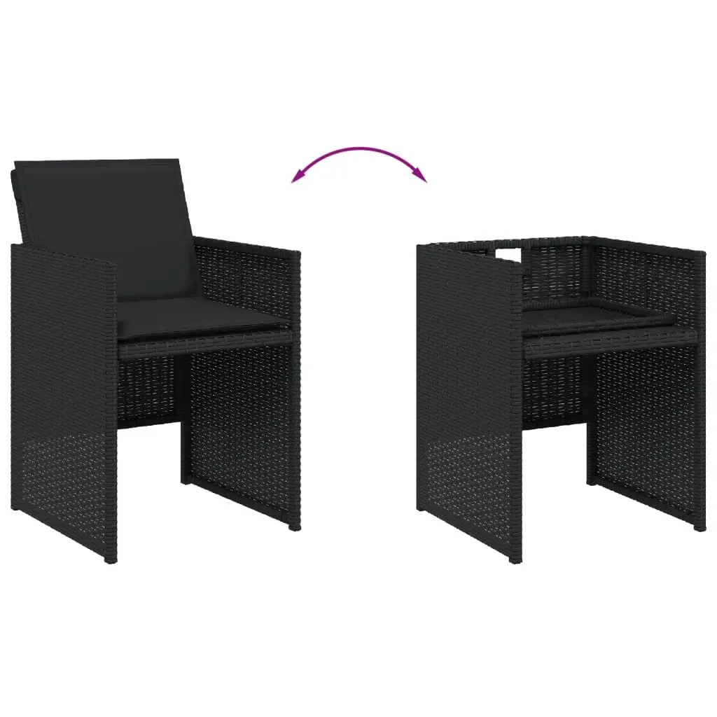 5 Piece Garden Dining Set Outdoor Furniture Black Poly Rattan Table Chairs