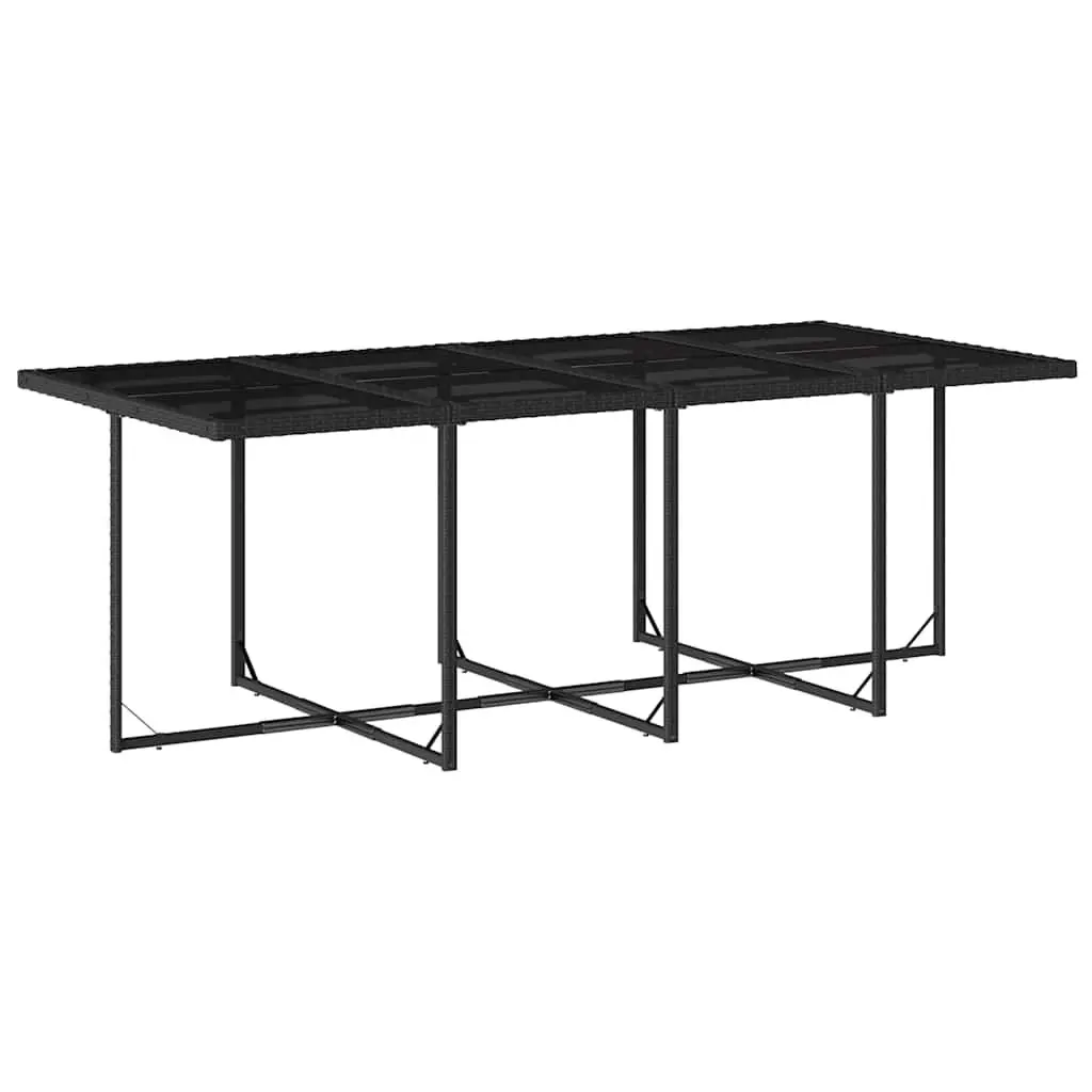 13 Piece Outdoor Dining Set with Cushions Black Poly Rattan Weather Resistant Furniture for Garden and Patio