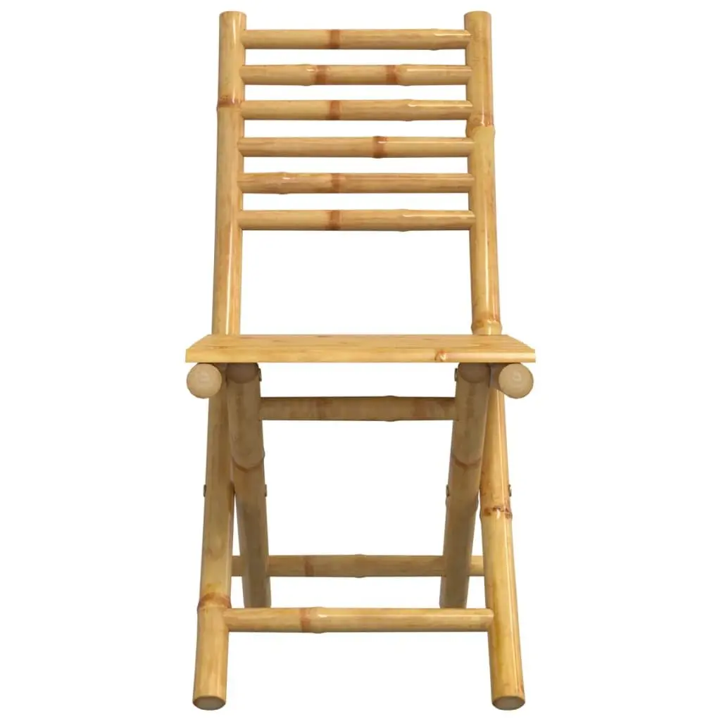 Folding Garden Chairs 6 Piece Bamboo Outdoor Dining Patio Seating Brown