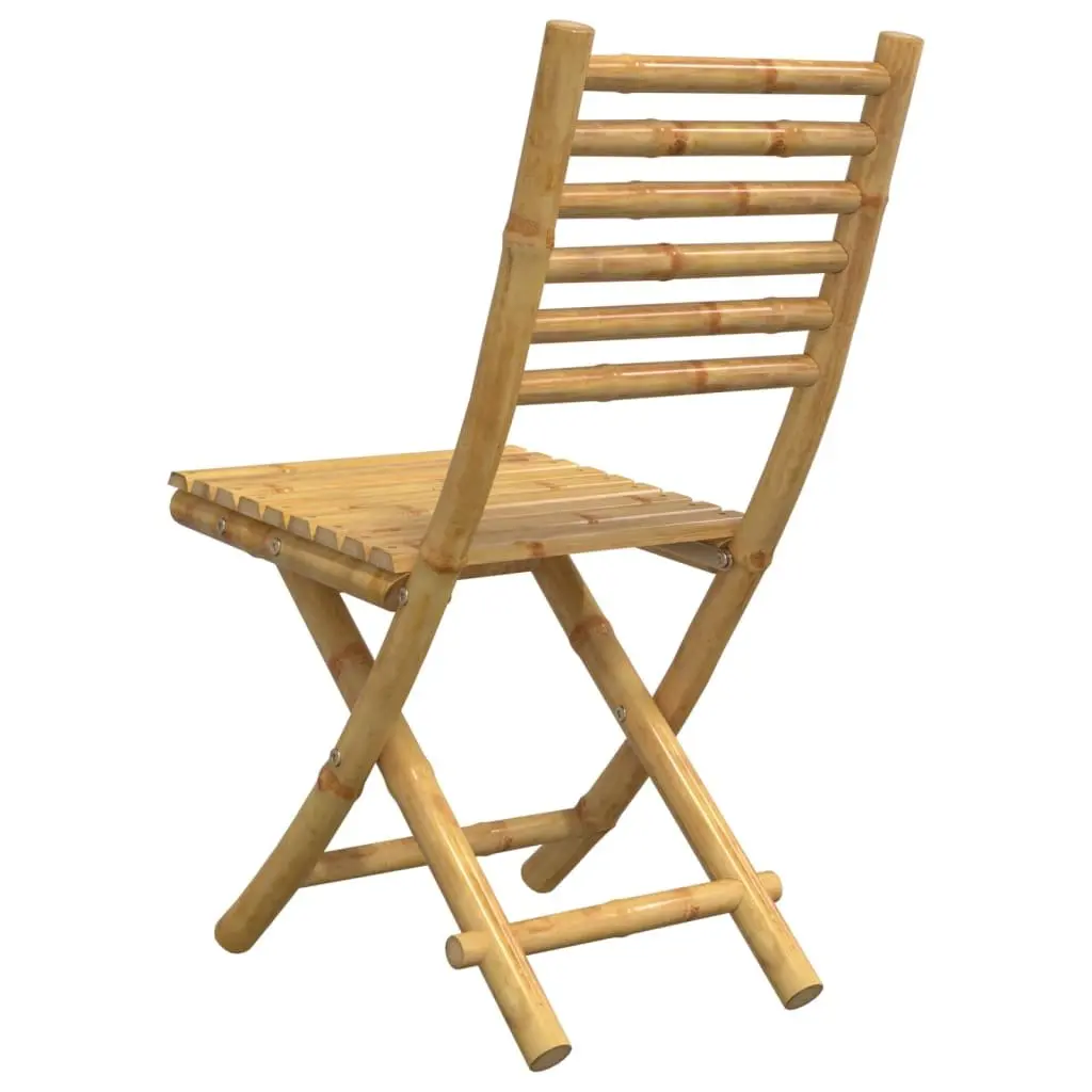 Folding Garden Chairs 6 Piece Bamboo Outdoor Dining Patio Seating Brown