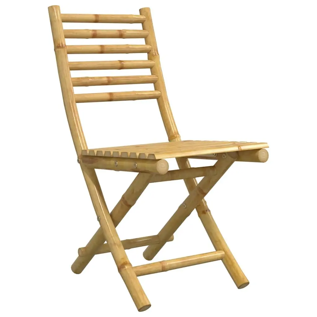 Bistro Set 3 Piece Foldable Brown Bamboo Outdoor Furniture