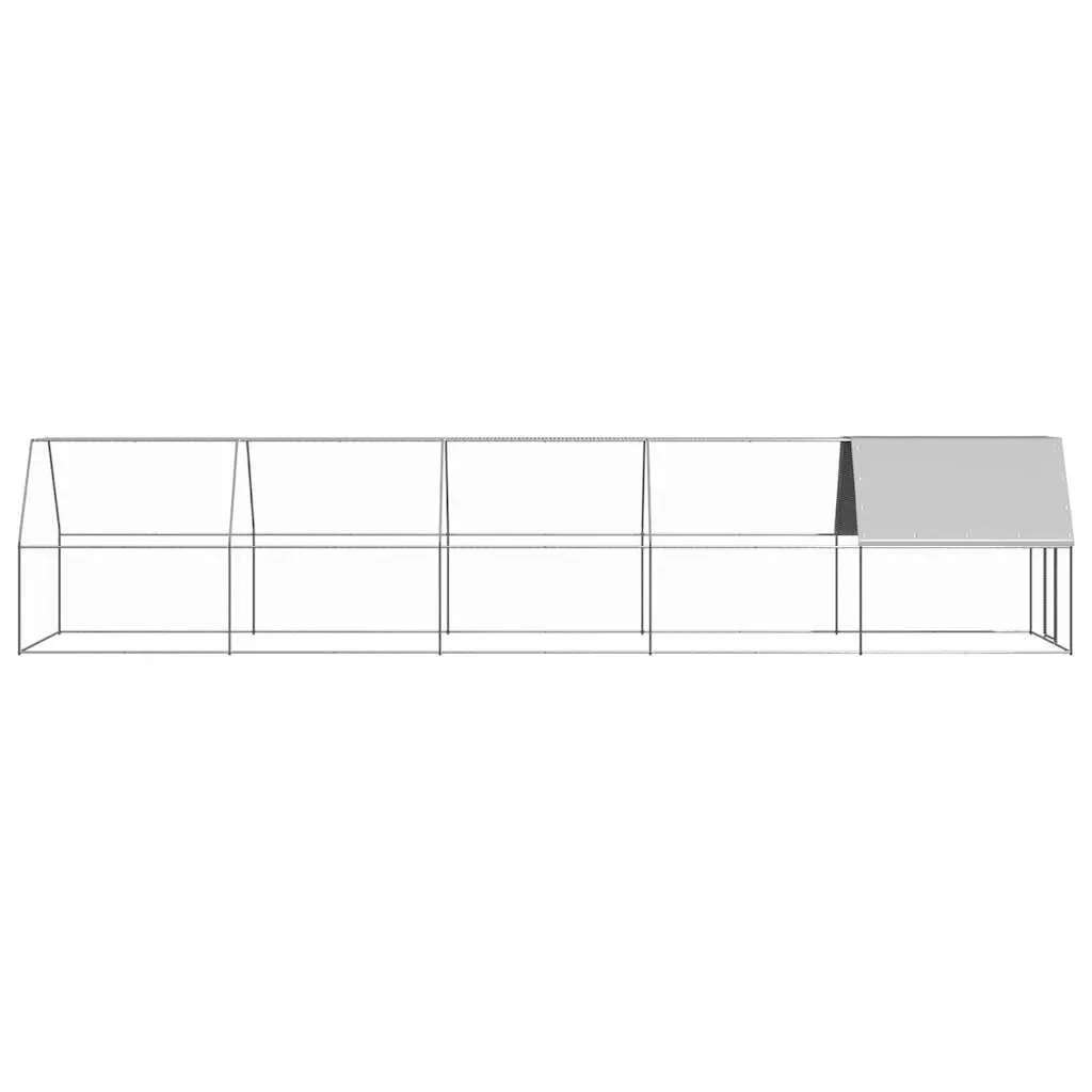 Chicken Cage 2x10x2m Galvanised Steel Walk-In Coop Outdoor Enclosure