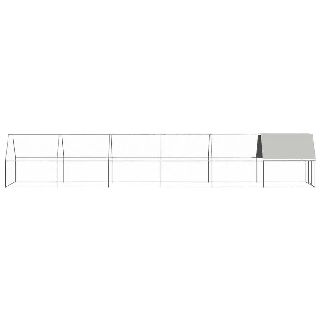 Chicken Cage 2x12x2 m Galvanised Steel Walk In Coop with Water Resistant UV Resistant Roof