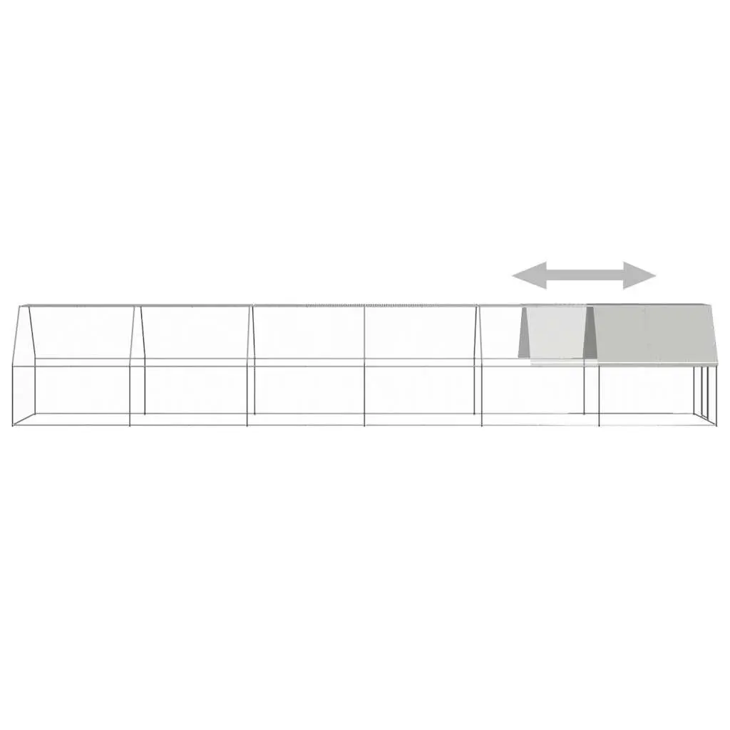 Chicken Cage 2x12x2 m Galvanised Steel Walk In Coop with Water Resistant UV Resistant Roof