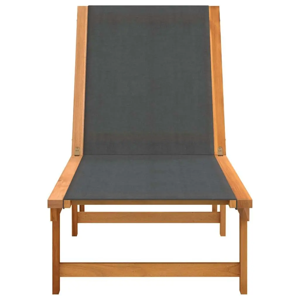 Sun Loungers 2 pcs Adjustable Backrest Outdoor Lounge Chair Textilene Fabric Acacia Wood Frame