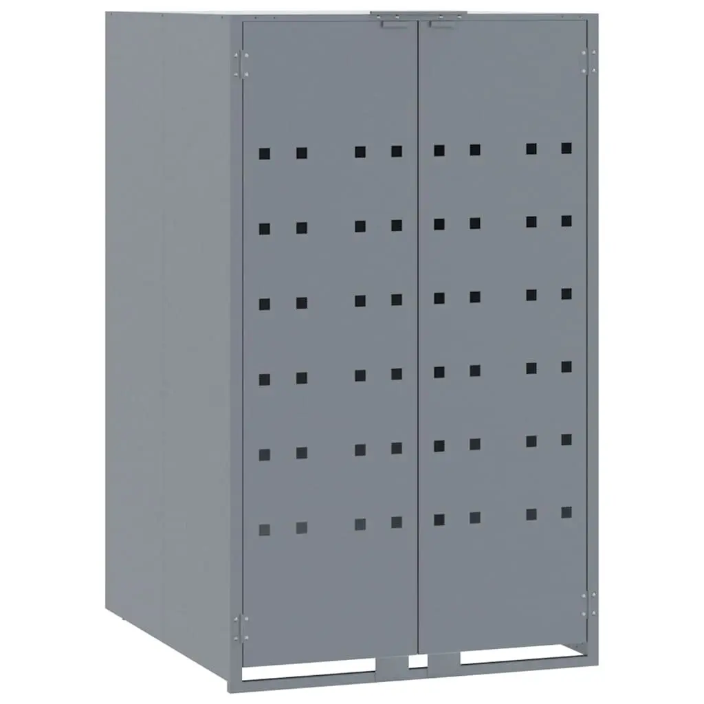 Wheelie Bin Storage Shed for 3 Bins Powder-Coated Steel Construction with Gas-Spring Lid and Magnetic Closure Doors