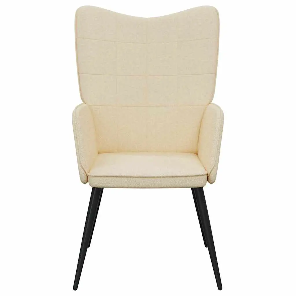 Relaxing Armchair Cream Fabric Padded Foam Upholstered Modern Lounge Chair