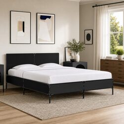 Elegant Black Bed Frame 135x190 cm for a Chic Bedroom