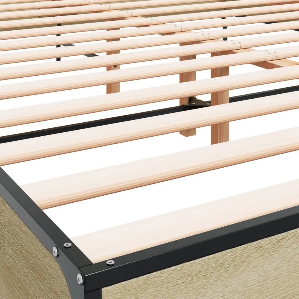 Queen Size Bed Frame 135x190 cm Slatted Base with Headboard for Bedroom Furniture