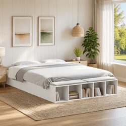 White Bed Frame 150x200cm for Stylish Bedroom Storage