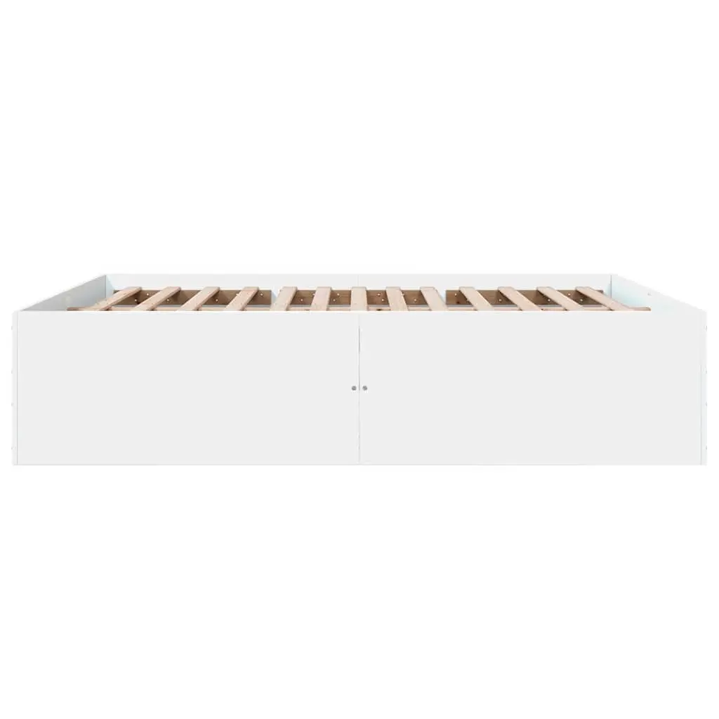 Bed Frame White 180x200 cm Modern Design Engineered Wood Slats Support