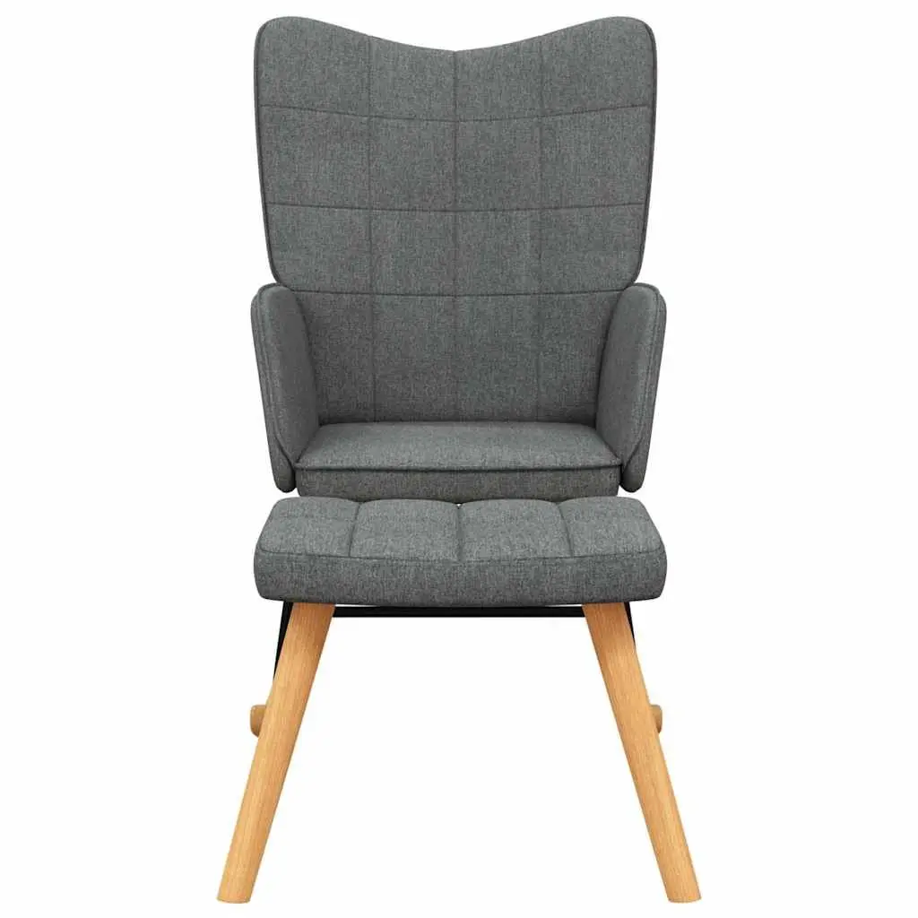 Rocking Chair with Footstool Dark Grey Fabric Armchair Relaxing Lounge Seat