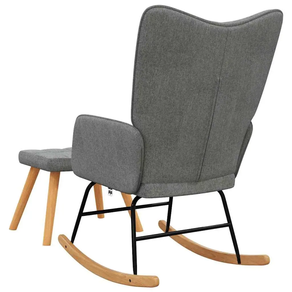 Rocking Chair with Footstool Dark Grey Fabric Armchair Relaxing Lounge Seat