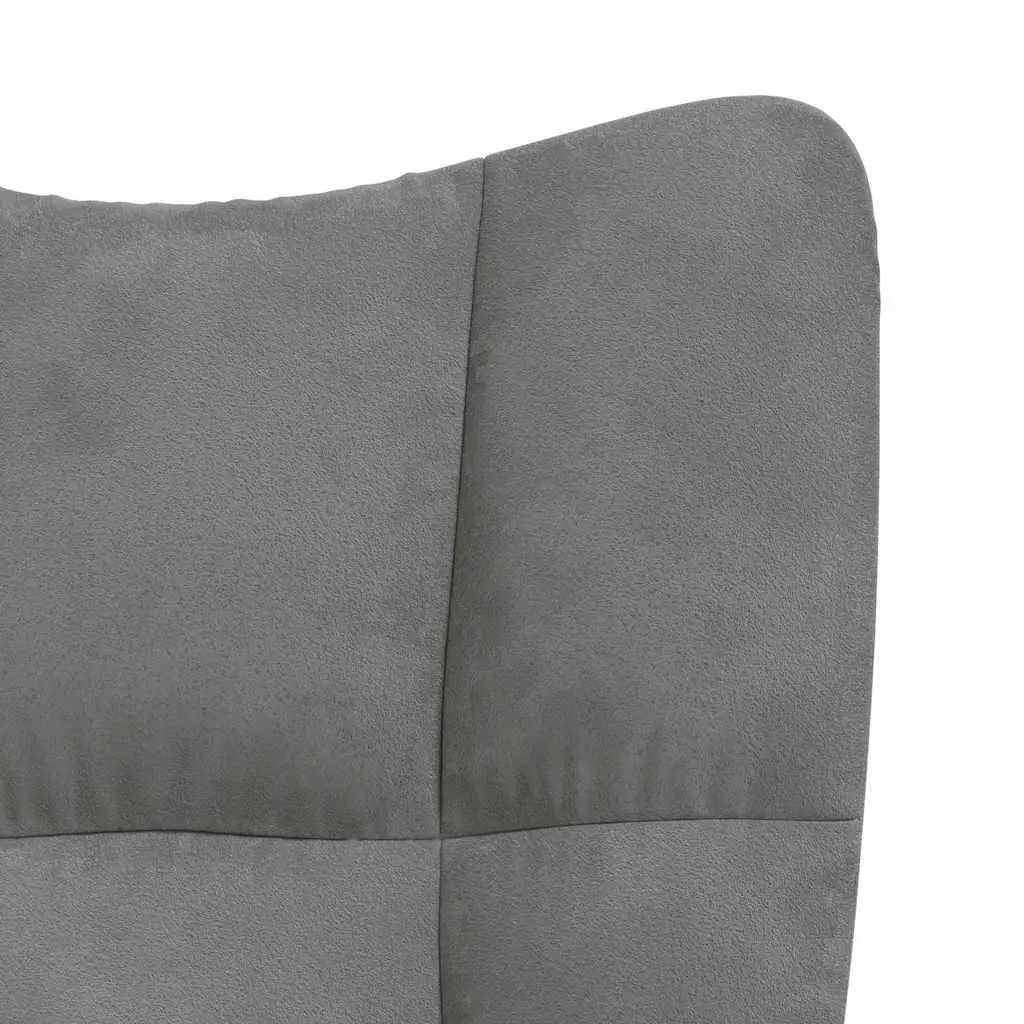Relaxing Armchair with Stool Dark Grey Velvet Accent Chair Lounge Seat Footrest