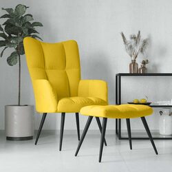Chic Velvet Armchair with Matching Stool for Home Comfort