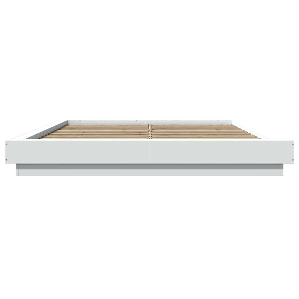Bed Frame White 150x200 cm Modern Design Slatted Base Bedroom Furniture