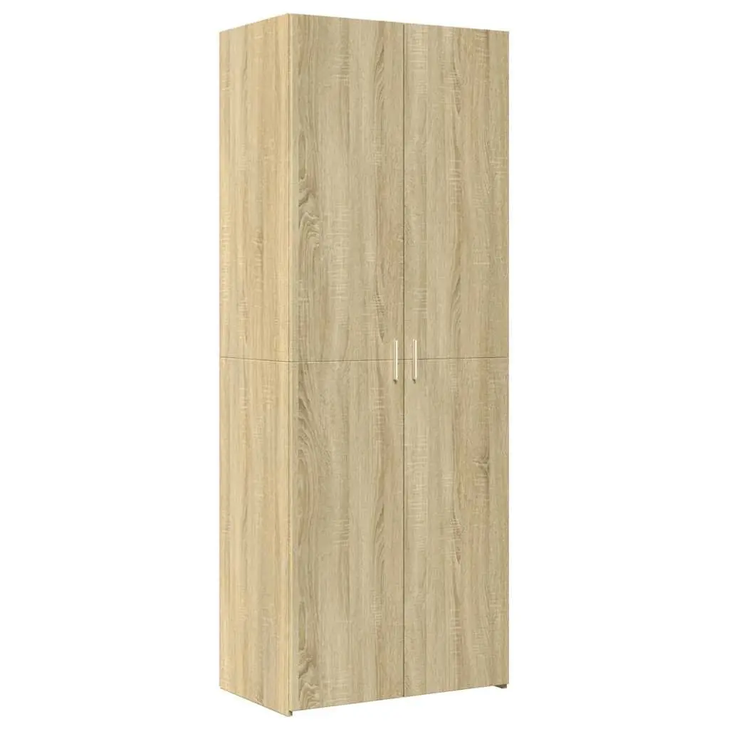 Tall Storage Cabinet Engineered Wood Brown Multiple Compartments