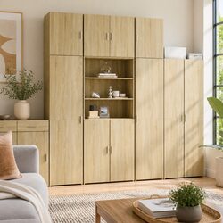 Elegant Brown Engineered Wood Highboard for Living Spaces
