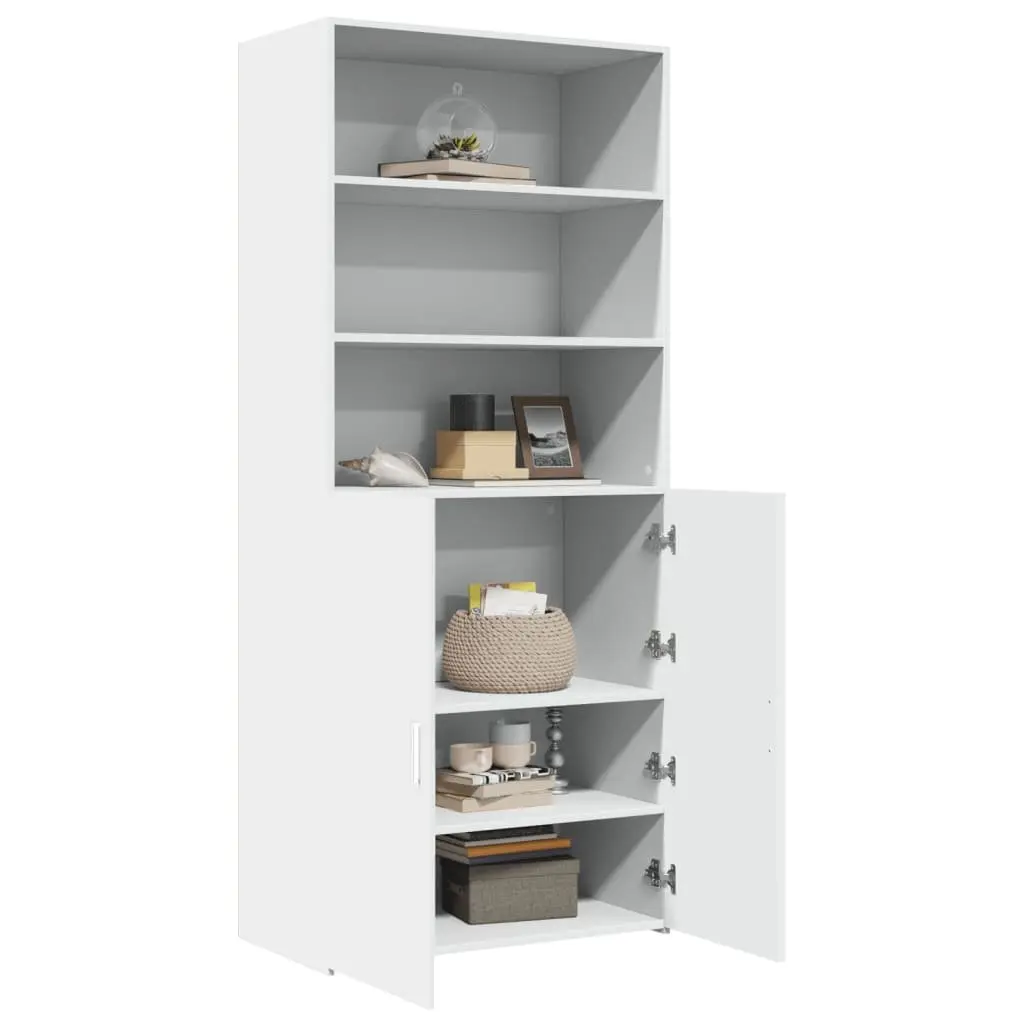Highboard 80x42.5x185cm White Storage Cabinet Shelving Unit Engineered Wood