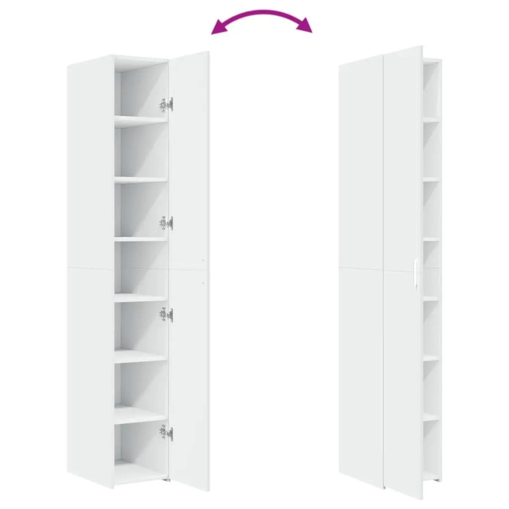 Highboard Storage Cabinet 30x42.5x185cm Engineered Wood White Multiple Compartments