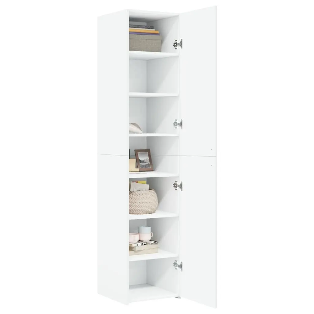 Highboard Storage Cabinet 40 x 42.5 x 185 cm Engineered Wood White Durable Multiple Compartments