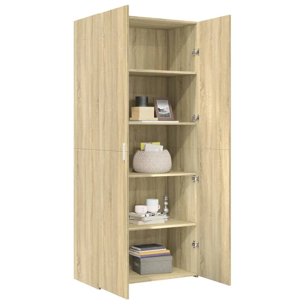 Highboard Storage Cabinet 80x42.5x185cm Brown Engineered Wood Multiple Compartments