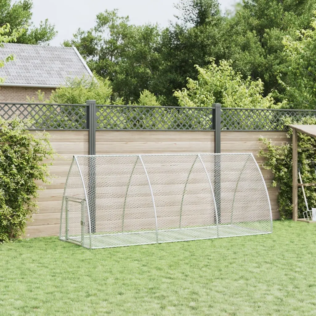 Rabbit Hutch Outdoor Enclosure Silver Galvanised Steel Walk-In Large Spacious