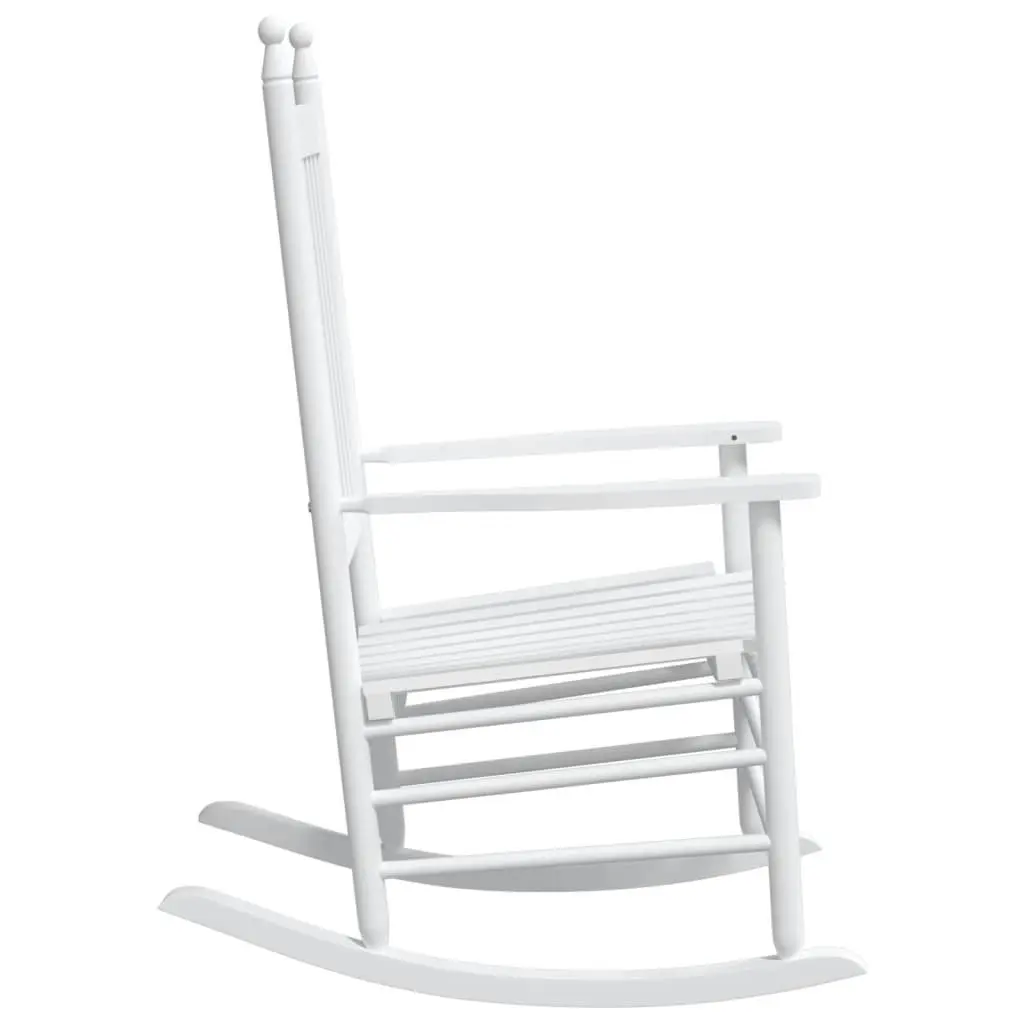 Rocking Chairs White Solid Wood High Back Curved Seat Widened Armrests Set of 2
