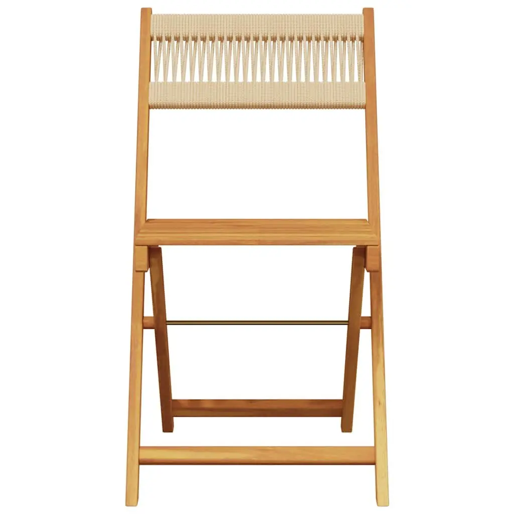 Bistro Set 3 Piece Beige Outdoor Garden Furniture Folding Chairs Table
