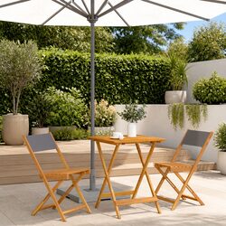 3 Piece Bistro Set Anthracite Solid Acacia Wood Outdoor Garden Balcony