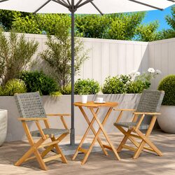 Stylish 3 Piece Outdoor Bistro Set in Grey Poly Rattan