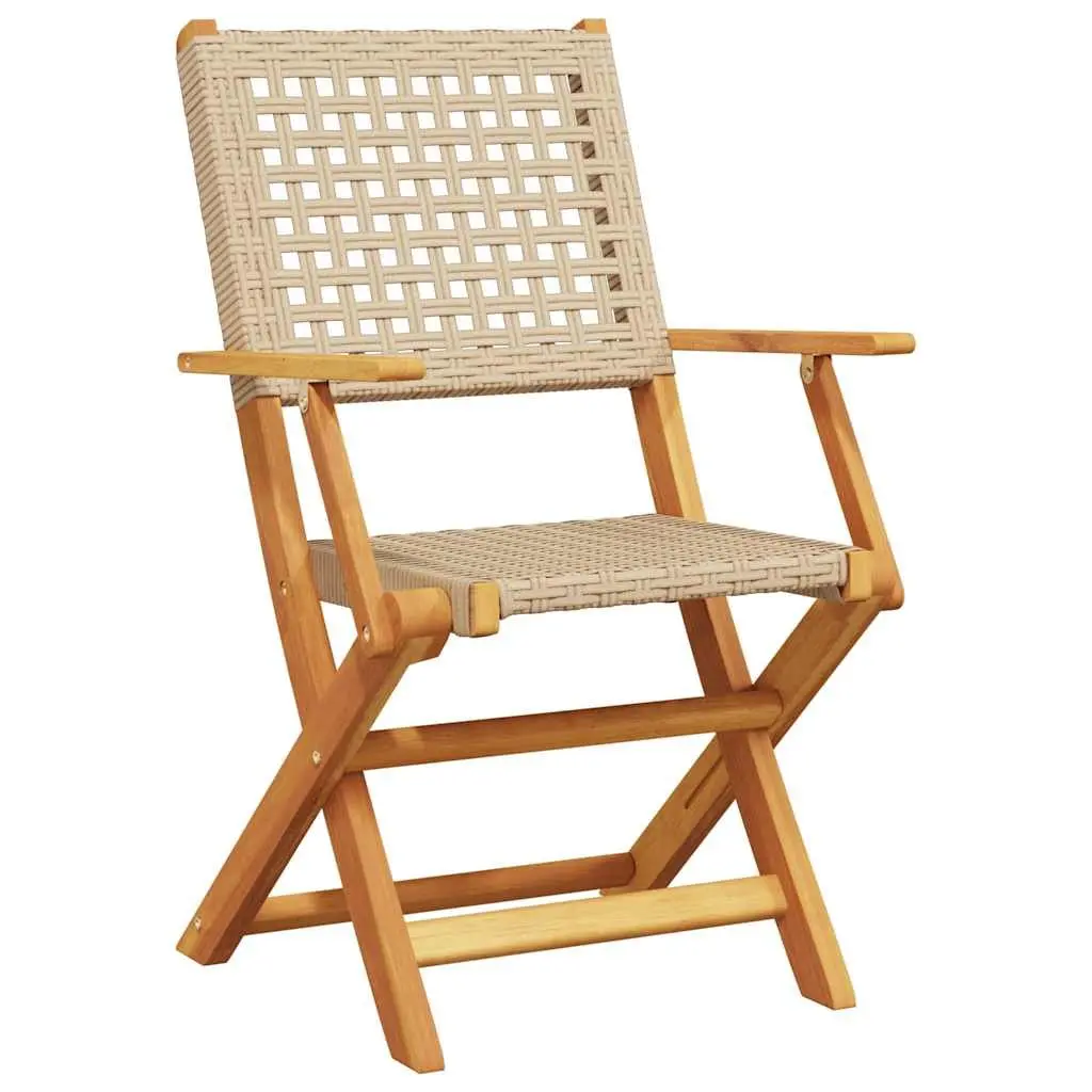 Outdoor Bistro Set 3 Piece Beige Foldable Table and Chairs