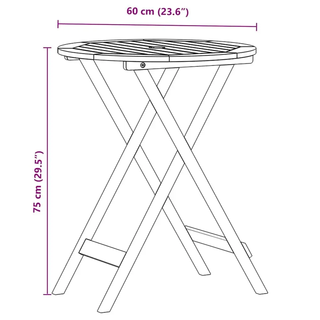 3 Piece Outdoor Bistro Set Foldable Solid Acacia Wood Anthracite Fabric Seat