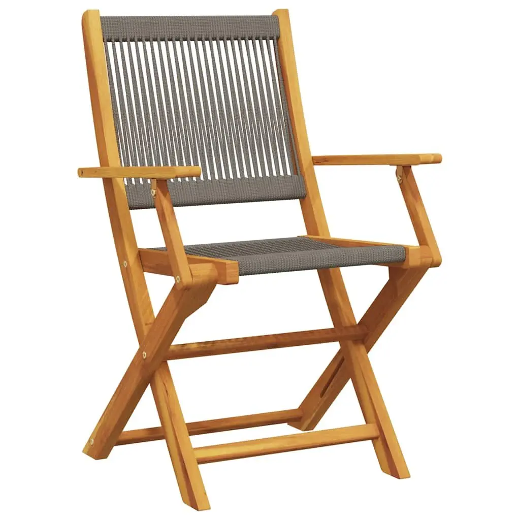 Bistro Set 3 Piece Grey Outdoor Garden Furniture Foldable Table Chairs