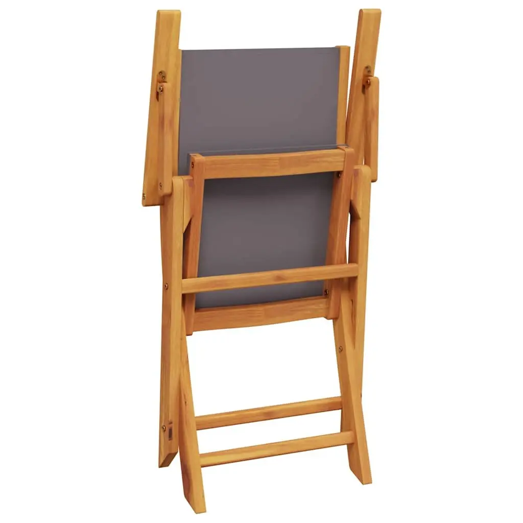3 Piece Bistro Set Anthracite Foldable Wooden Chairs Outdoor Garden Furniture