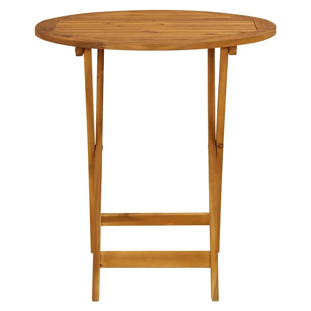 Outdoor Bistro Set Beige Folding Chairs and Table 3 Piece Acacia Wood and Polypropylene