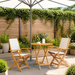 Elegant 3 Piece Outdoor Bistro Set with Fabric Chairs