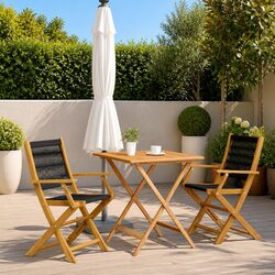 Stylish 3 Piece Black Outdoor Bistro Set