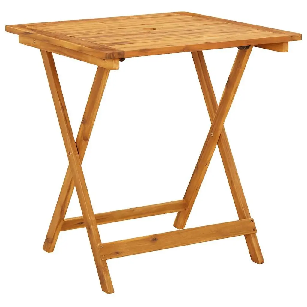 Beige 3 Piece Outdoor Bistro Set Foldable Acacia Wood Patio Dining Table and Chairs