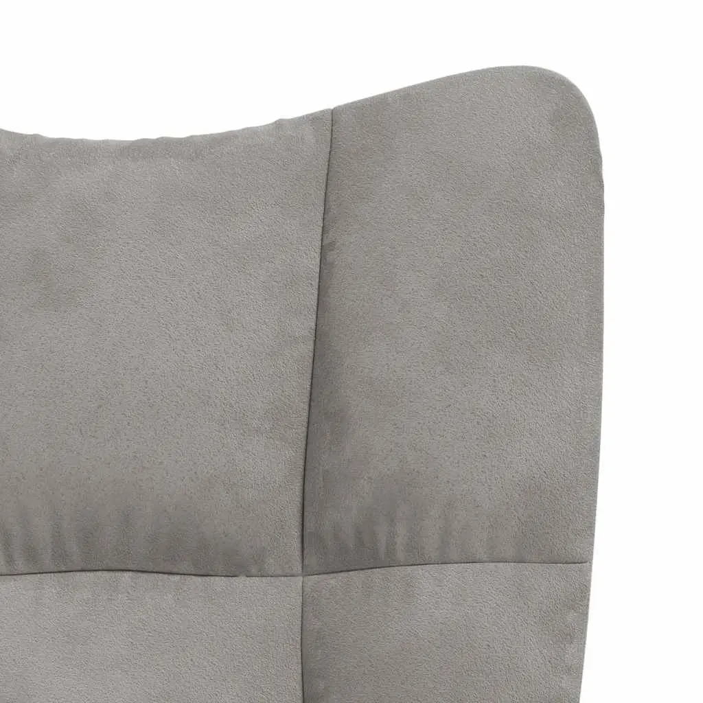 Rocking Chair Grey Velvet Upholstered Padded Armchair Lounge Seat Living Room