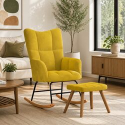 Chic Rocking Chair and Stool Set for a Cozy Living Space