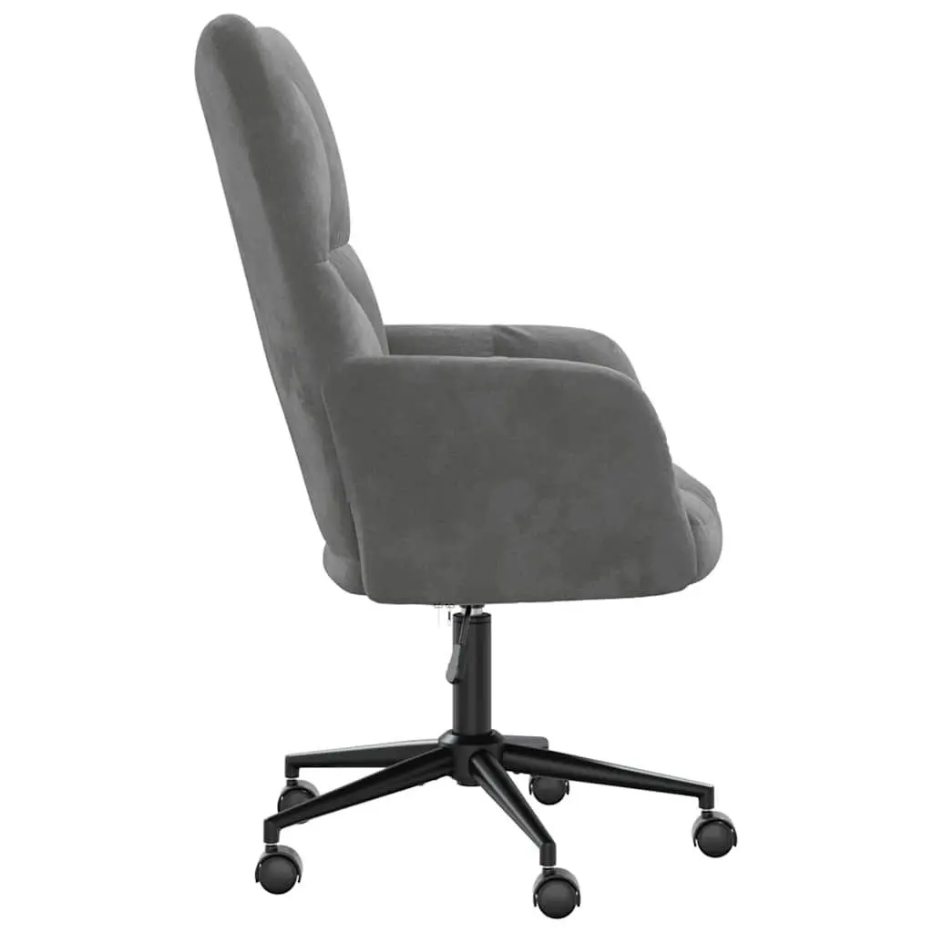 Relaxing Arm Chair Grey Velvet Swivel Adjustable Height Office Living Room
