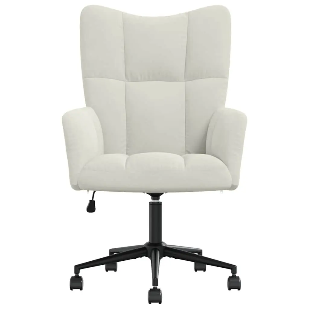 Swivel Armchair Cream Velvet Upholstered Height Adjustable with Gas Lift