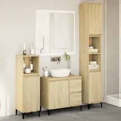 Stylish 3 Piece Bathroom Furniture Set in Brown