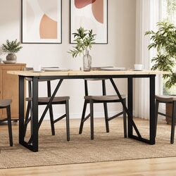 Dining Table O-Frame 140x80cm Kitchen Solid Wood Pine Steel Sturdy Brown