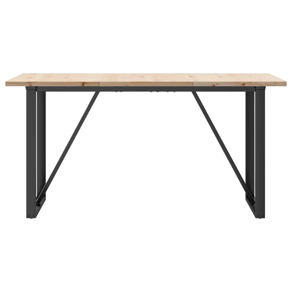 Dining Table 140x80cm Solid Pine Wood Steel O-Frame Sturdy Brown