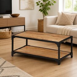 Vintage Brown Acacia Wood Coffee Table 90x45x35cm